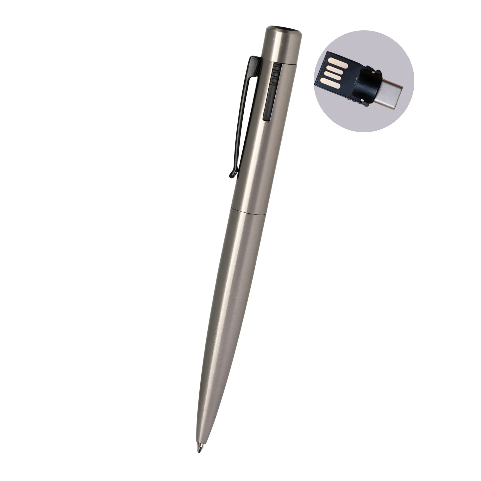 Рекламна метална химикалка с вграденo 16GB USB type-c