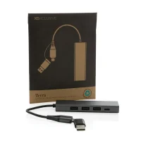 Рекламен Terra RCS рециклиран алуминиев хъб с USB портове